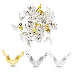 Калоти Латунні, Затискачі Кінцевіки, Мікс, 7х4мм, Отвір 1мм, 50 шт