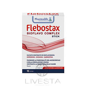 Дієтична добавка для покращення мікроциркуляції крові та лімфи Flebostax, 15 стіків по 4,5 г Лівеста