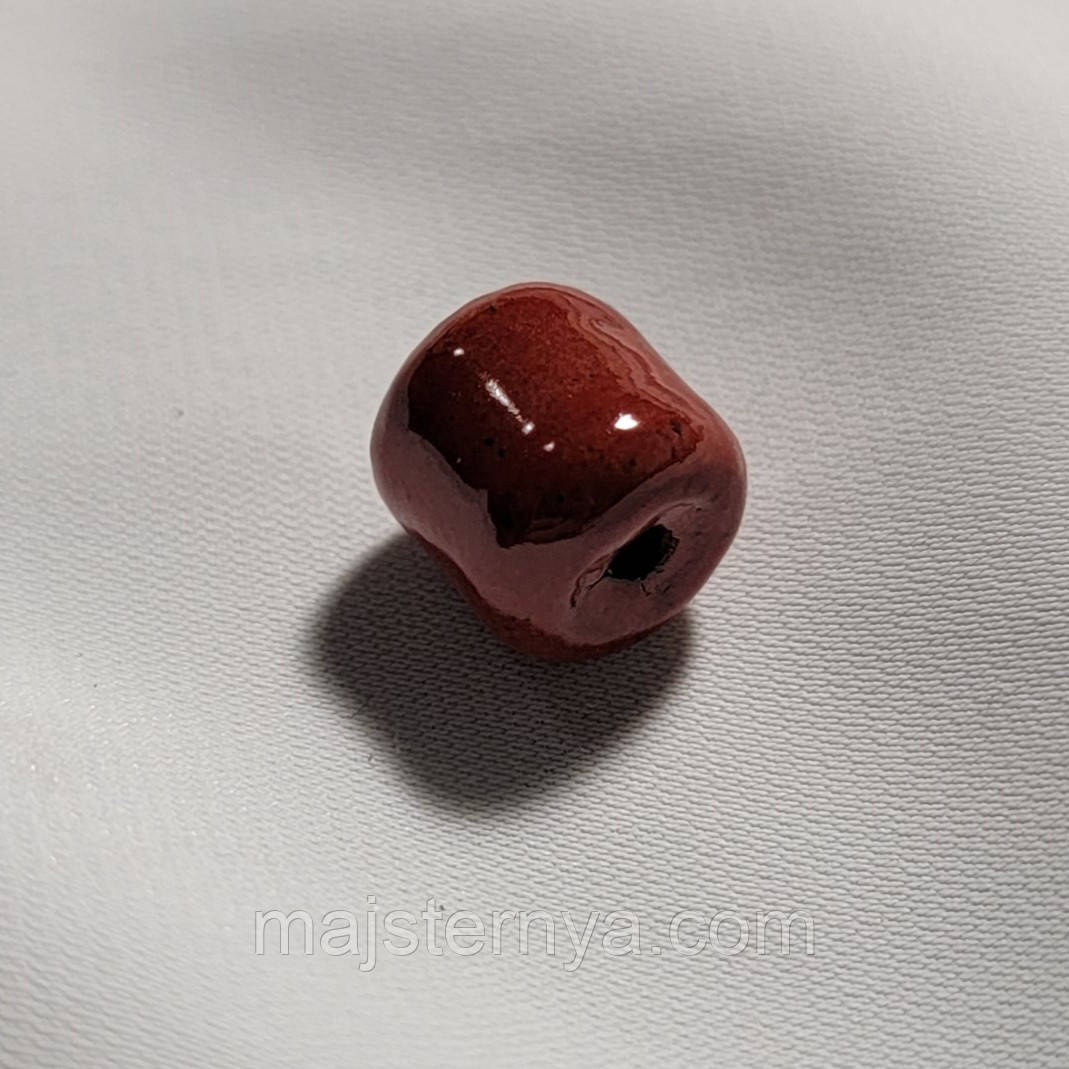 Керамічна намистина червона, 11мм*11мм. Косівська кераміка намистини ручної роботи., фото 1