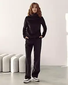 Жіночий трикотажний костюм з брюками вельветовий чорний J.LONDON MKJL303809