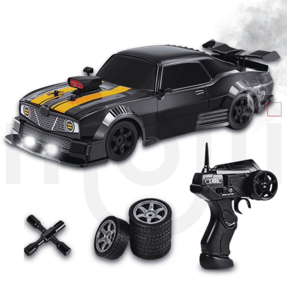 Велика Гоночна Машинка для Дрифту на Акумуляторі з Паром і LED Підсвічуванням на Пульті Управління RC Race Muscle Car 4WD 28 см, фото 1