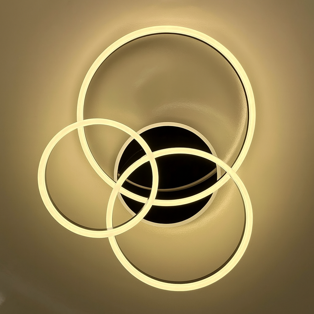 Світлодіона люстра з кільцями у сучасному стилі Linisoln 120W до 20 м² колір Чорний хром 5216-30*40*50 BK, фото 1