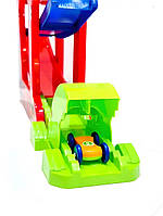 Гра Веселий трамплін 7 рівнів 5в1 столик конструктор 4 машинки 8 фломастерів 49*68*30,5см (6849), фото 6