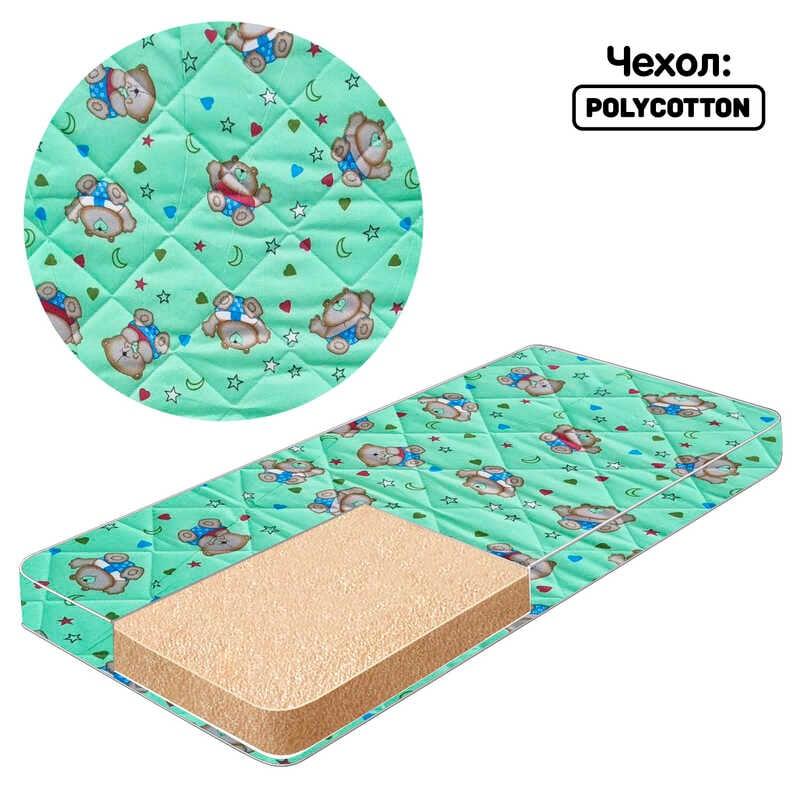 Матрац дитячий ортоп. "Малятко-3" поролон - полікоттон, 60×120×6 см., колір зелений "Ведмедик у захваті" 12112312
