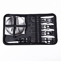 Набір посуду для пікніка на 4 персони 24 предмети, срібло