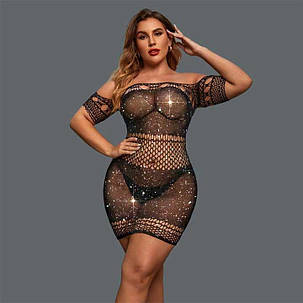 Сексуальна міні-сукня з короткими рукавами і стразами M-L-XL, фото 1