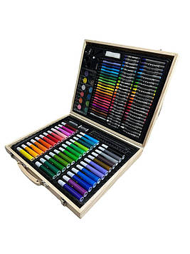 Олівці та маркери для малювання в дерев'яній валізці 150 шт Art Set (2013960296)