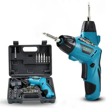 Електрична викрутка OPT-TOP на акумуляторі у валізі на 4.8 г і 47 насадок з розкладною ручкою RD00-31 Синій (2104218262)