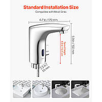 Безконтактний змішувач для раковини VEVOR (хромований срібний) Автоматичний змішувач для раковини у ванній кімнаті, регульований