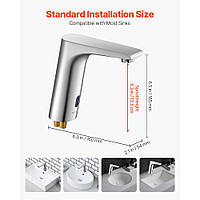 Безконтактний змішувач для раковини VEVOR (L-подібний) Автоматичний змішувач для раковини у ванній кімнаті, регульований без