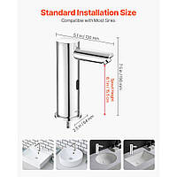 Безконтактний змішувач для раковини VEVOR із сенсорним керуванням, Автоматичний змішувач для раковини, Регульований одноважільний