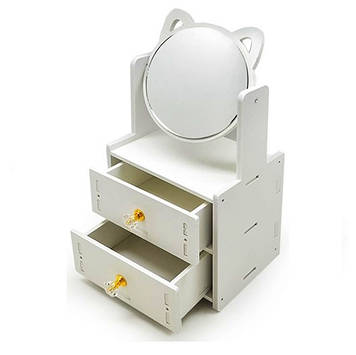 Шатулка-комод для прикрас і косметики з дзеркалом Stenson TL00381 27х17х13 см Білий