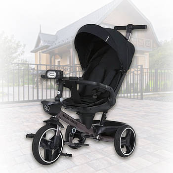 Дитячий триколісний велосипед з батьківською ручкою та яскравою фарою Turbo Trike MT 1002-1 Чорний