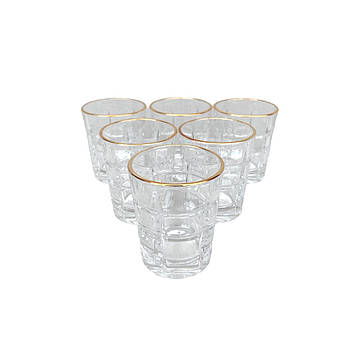 Набір чарок скляних із золотим обідком Міцність 6 шт. 55 мл Olens 102-828