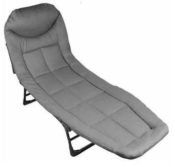 Розкладне ліжко No Brand Комбат Jet Folding-Bed крісло-лежак з подушкою і матрацом до 150 кг 180х60х30 см Сірий (2104618498)