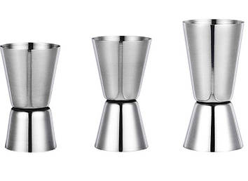 Набір джигерів барний BAR двосторонній мірний стакан 15/30 20/40 25/50 мл 3 шт Сріблястий (C051204-4)