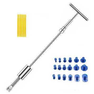 Молоток зворотний для витягування вм'ятин CARP з грибками 18 шт./клейові стрижні 5 шт 24 предмети Сріблястий (С051046)