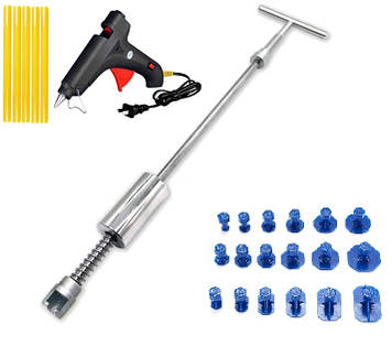 Молоток зворотний для витягування вм'ятин CARP клейовий пістолет/клей 5 шт./грибки18 шт Сріблястий (C051047)