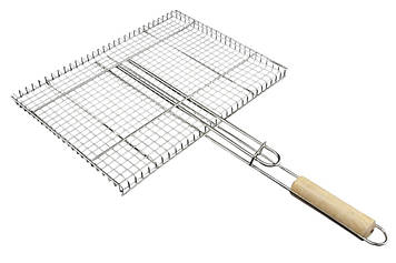 Решітка-гриль для мангала 42х33х2 см з дерев'яною ручкою A-PLUS 0761