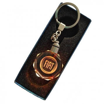 Брелок автомобільний на ключі GF Fiat з підсвіткою 11 см Прозорий (С051068)