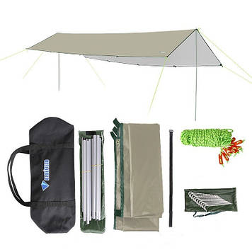 Тент туристичний зі стійками Водонепроникний S Bluefield 3Х5 метра Світлий хакі (55-050465)