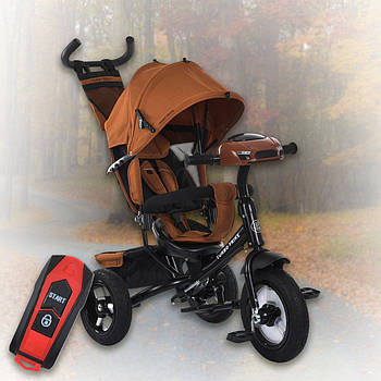 Триколісний дитячий велосипед з кошиком для речей та пультом Turbo Trike MT 1006-11 Помаранчевий