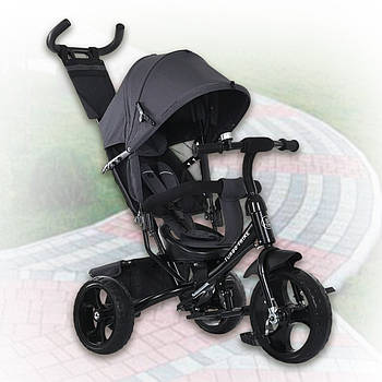 Триколісний дитячий велосипед з козирком та регульованою спинкою Turbo Trike MT 1005-2 Графітовий