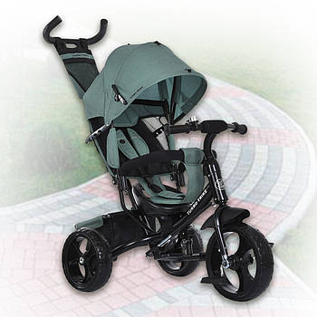 Триколісний дитячий велосипед з батьківською ручкою та високою спинкою Turbo Trike MT 1005-3 М'ятний