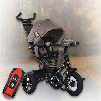 Дитячий триколісний велосипед з пультом та регулюванням спинки Turbo Trike MT 1006-5 Коричневий
