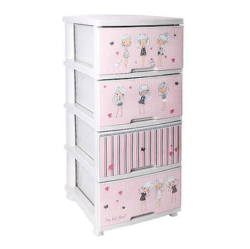 Комод пластиковий Алеана 123093 Дівчата 46,5x39,5x95,5 см Біло-рожевий (23688)