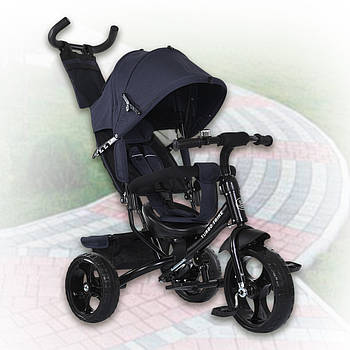 Триколісний велосипед дитячий з регульованим капюшоном та підніжкою Turbo Trike MT 1005-9 Темно-синій