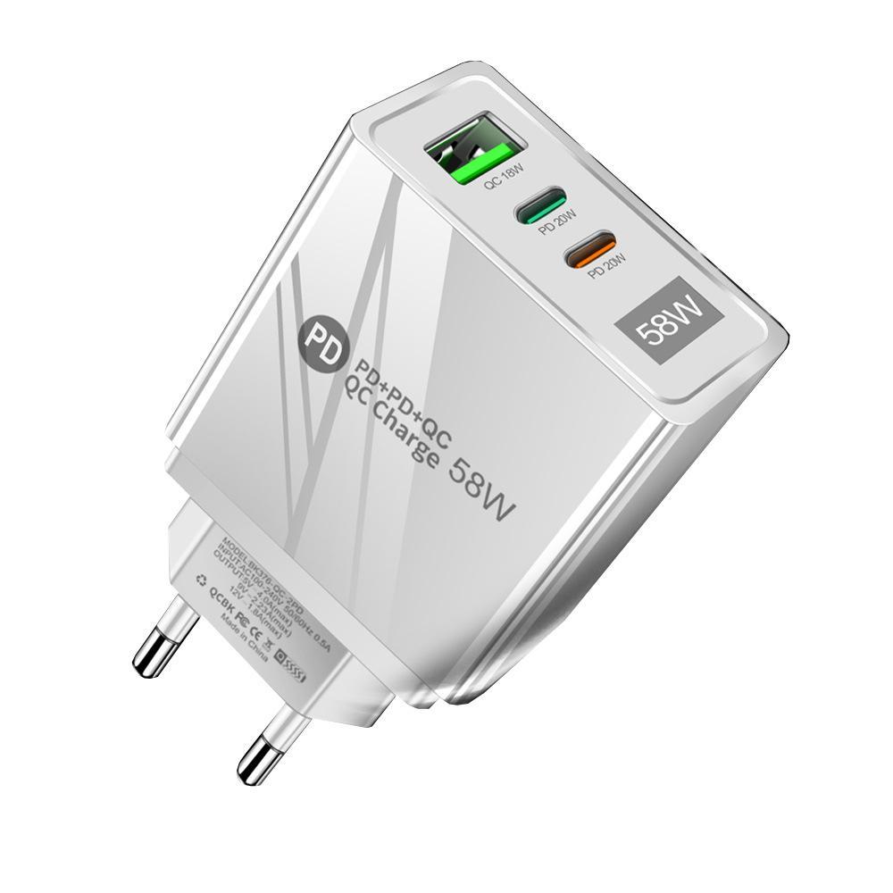 Мережевий зарядний пристрій Mirrow USB 2-Type-C Super Charge/Quick Charge 3.0 PD 58 W White (FR050841), фото 1