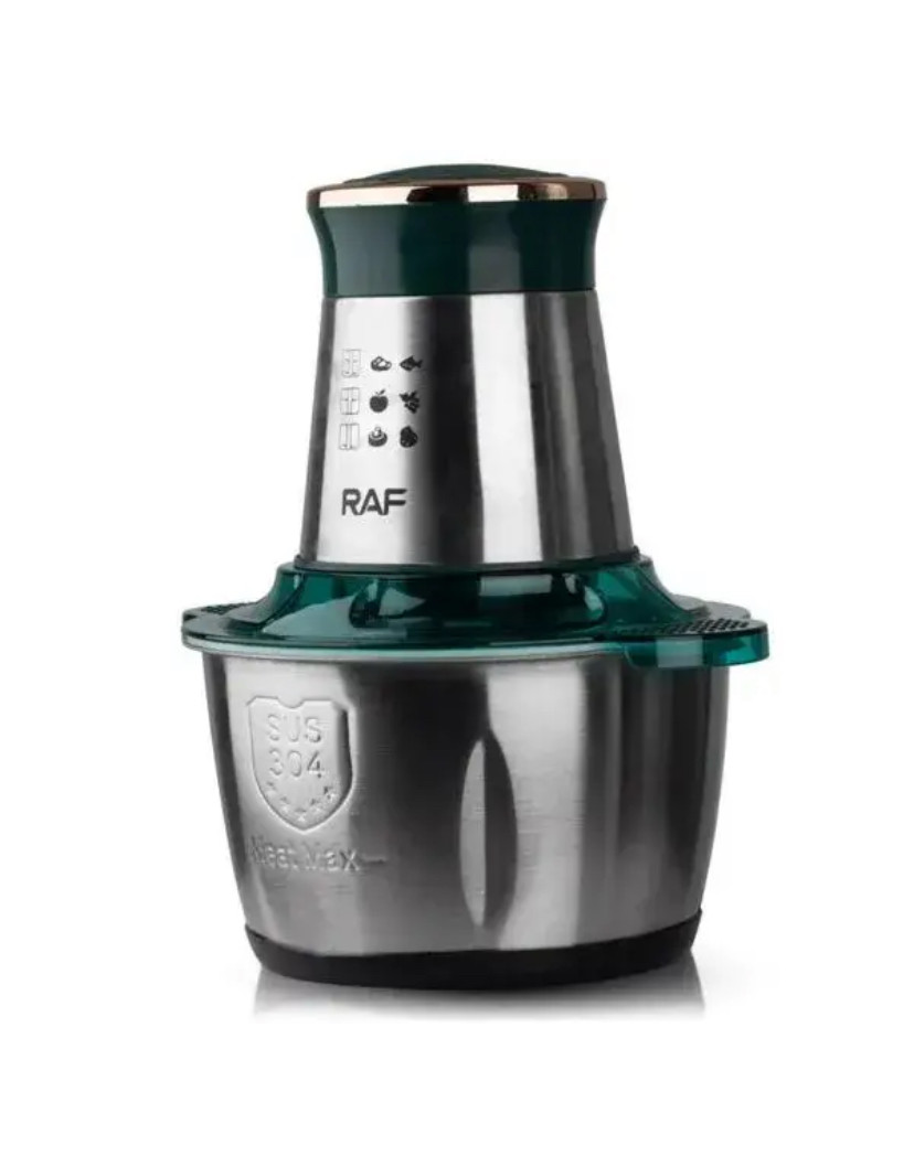 Потужний кухонний подрібнювач чопер із металевою чашею RAF R.7029 1000 Вт 2 л, фото 1