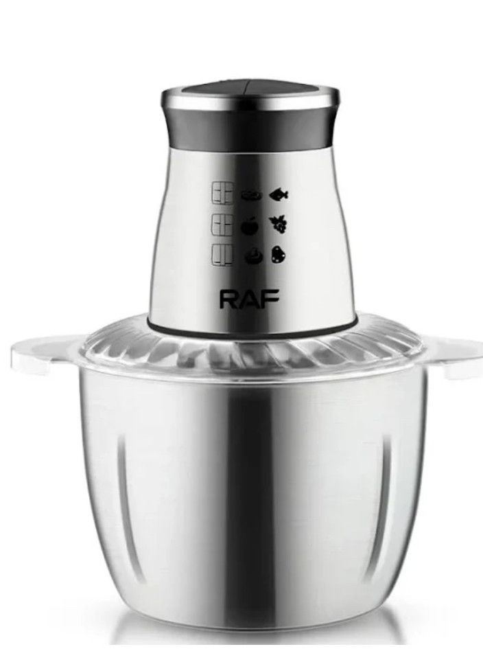 Потужний кухонний подрібнювач чопер із металевою чашею RAF R.7030 1000 Вт 3 л Чорний, фото 1