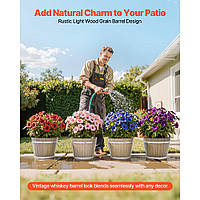 Квіткові горщики VEVOR 300 x 210 мм, упаковка з 4 кашпо у формі бочки для віскі з дренажними отворами, пластикове кашпо у формі