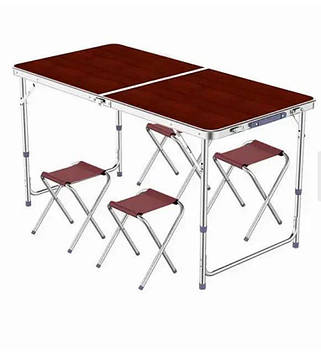 Стіл складаний зі стільцями Sten 0016 120x60 см Коричневий (30151424)