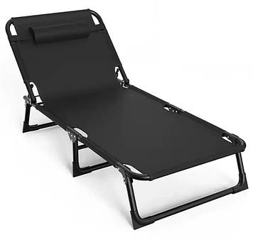 Шезлонг-розкладачка No Brand 176x56x28 см Чорний (2104618601)