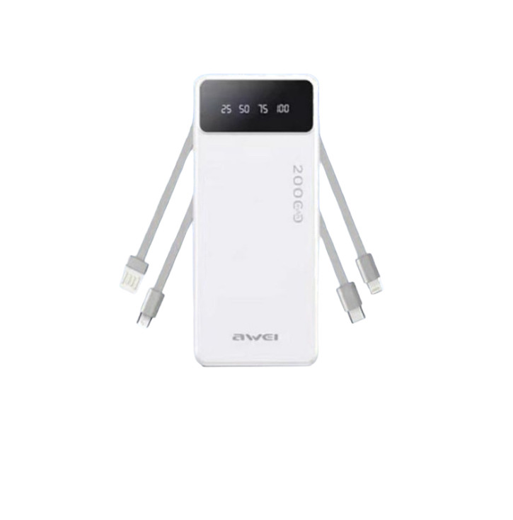 Портативна батарея Power bank 20000 mAh Awei P132K Біла, фото 1
