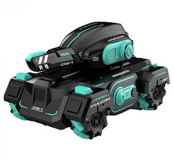 Танк на радіокеруванні OPT-TOP з пультом і браслетом з LED-підсвіткою Чорно-бірюзовий (2104618352)