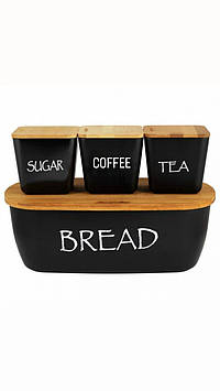 Хлібниця з трьома ємностями Kamille KM-1133 чорний