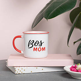 Чашка "Мама bos", Червоний, англійська, Крафтова коробка, 330 мл