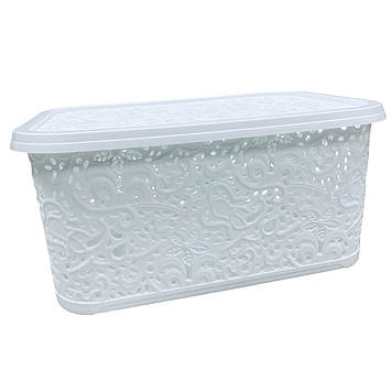 Кошик пластиковий з кришкою Elif Plastik 32203 22 л Ажур Білий
