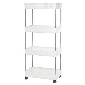 Етажерка підлогова на коліщатках Stenson R93336 4 яруси 38x13x87 см Білий