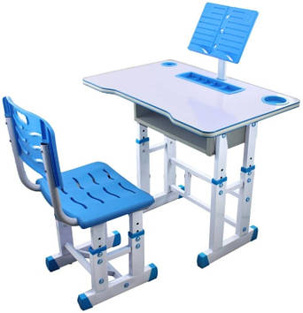 Дитячий стіл-парта зі стільцем No Brand 70x49x51-76 см Блакитний (2104618701)