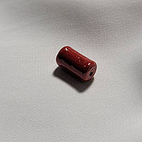Керамічна намистина червона, 7мм*12мм. Косівська кераміка намистини ручної роботи.