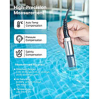 Вимірювач розчиненого кисню VEVOR, діапазон вимірювання 0,0–50,0 мг/л, портативний тестовий комплект з 4-метровим кабелем