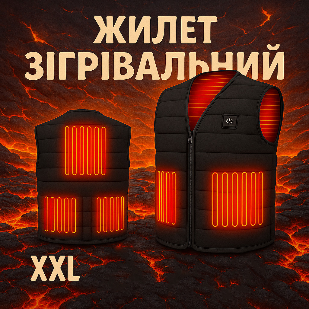 Жилет з вбудованим підігрівом (XXL), Жилет чоловічий з підігрівом нагрівальним елементом XP-92, фото 1