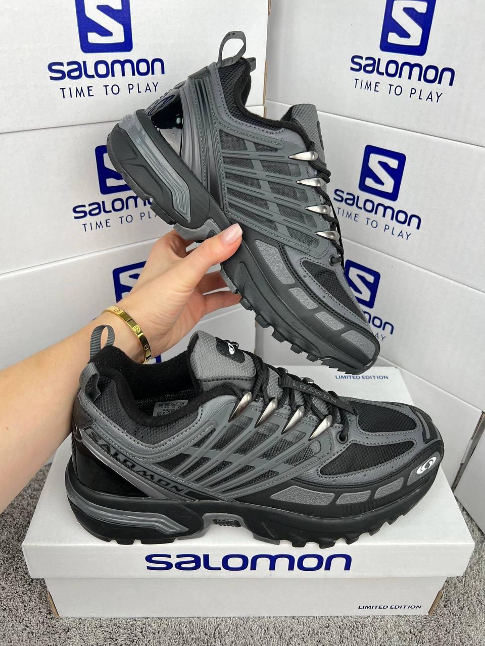 Чоловічі кросівки Salomon ACS Pro GTX Dark Grey Black, кеди шкіряні текстиль термосірі. Чоловіче взуття