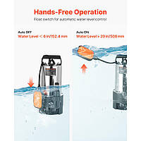 Занурювальний насос VEVOR 710 Вт, 20000 л/год, насос для брудної води для стічних вод, брудної води та чистої води з автоматичним