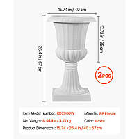 Підставка для квіткових горщиків VEVOR з пластику, 40x67 см, 2 шт., горщик для рослин, миска для рослин, білі квіткові горщики,